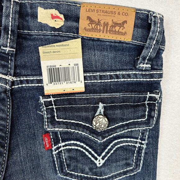 Levi's Boot Cut Jeans Adj Waist Stretch Blue Wonder Girls Sz 12 SLIM 24x27 NEW - Picture 4 of 14